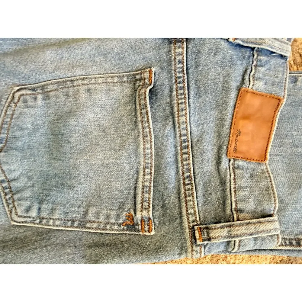 Madewell Cali Demi Boot Jeans Womens 27p Light Wash Raw Hem Cropped Flare Denim